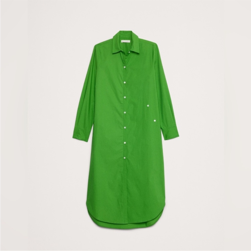 NWT! Banana Republic Green Cotton Poplin Asymmetrical Shirt Dress 🍎 - Picture 5 of 6